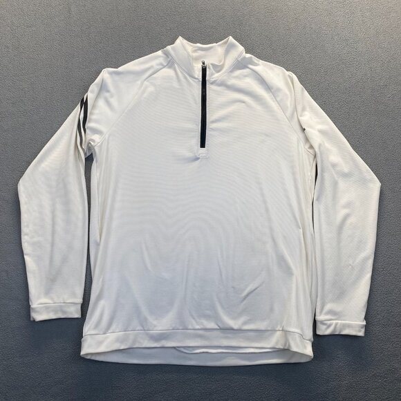 Adidas Running Sweatshirt White Men Size Large‎ Outdoor,1/4 Zipp - Picture 1 of 15